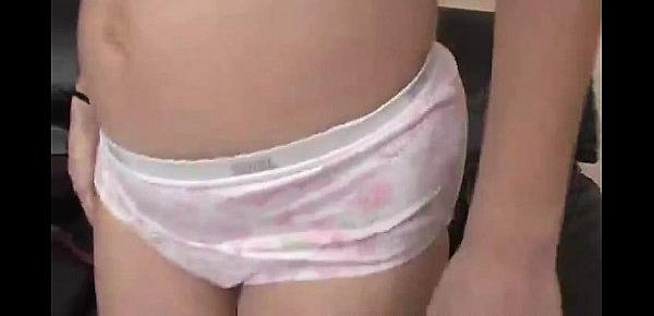  Curly haired amateur masturbating with panties